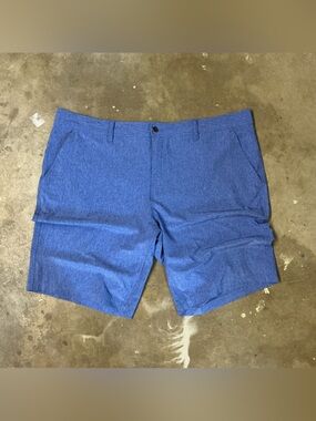 CoolKeep Stretch Performance Heather Blue Athletic Shorts Men’s Plus Size